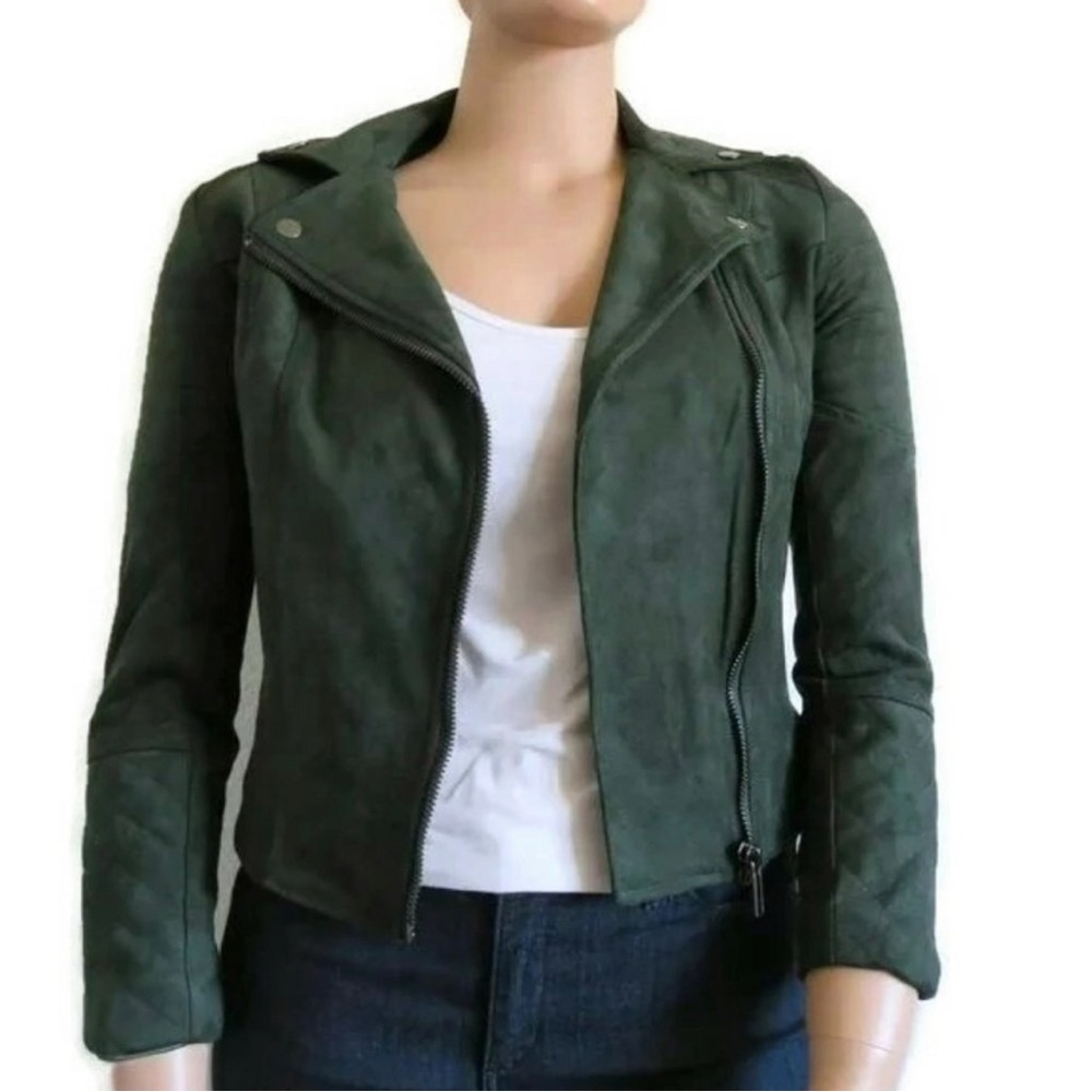 KUT from the KLOTH Jeans Women Quinn Vegan Suede Moto Jacket Top Size XS NWT